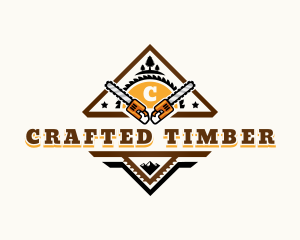 Chainsaw Lumber Carpentry logo design