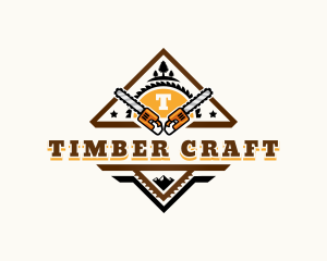 Chainsaw Lumber Carpentry logo design