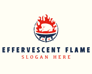 Flame Roasted Pork logo design