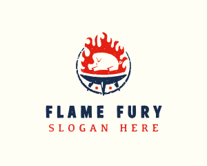 Flame Roasted Pork logo design