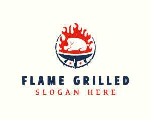 Flame Roasted Pork logo design