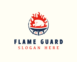 Flame Roasted Pork logo design