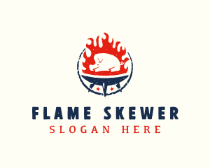 Flame Roasted Pork logo design