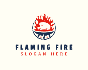 Flame Roasted Pork logo design