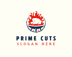 Flame Roasted Pork logo design