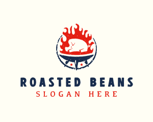 Flame Roasted Pork logo design