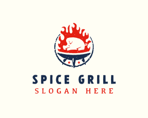 Flame Roasted Pork logo design