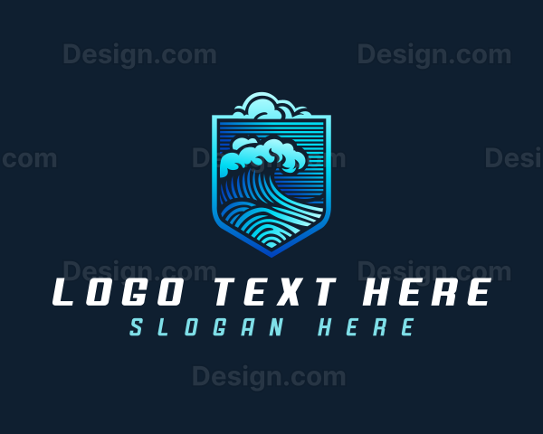 Tsunami Wave Cloud Logo