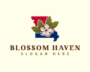 Missouri Botanical Hawthorn Blossom logo design