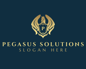 Elegant Pegasus Shield logo design