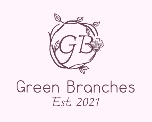 Leaf Branch Wreath logo design