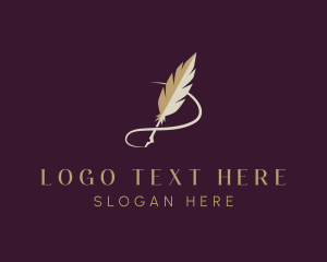 Luxury Feather Quill  logo design