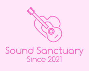 Pink Guitar Heart logo design