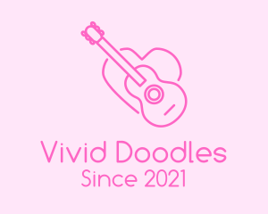 Pink Guitar Heart logo design