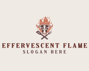 Cow Flame Barbecue logo design