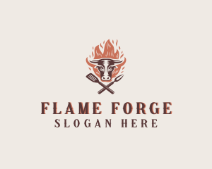 Cow Flame Barbecue logo design