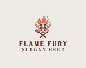 Cow Flame Barbecue logo design