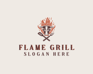 Cow Flame Barbecue logo design