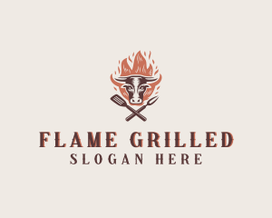 Cow Flame Barbecue logo design