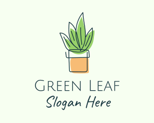 Simple Plant Line Art logo design