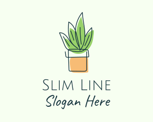 Simple Plant Line Art logo design