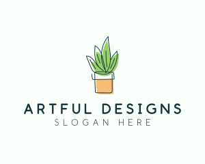 Plant Line Art logo design