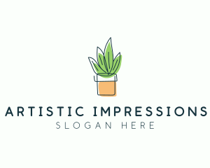 Plant Line Art logo design