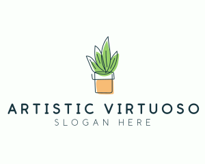 Plant Line Art logo design