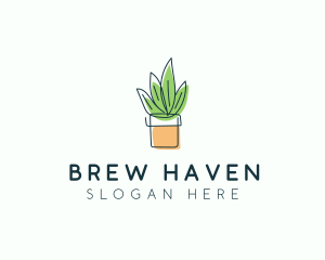 Plant Line Art logo design