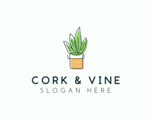 Plant Line Art logo design