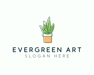 Plant Line Art logo design