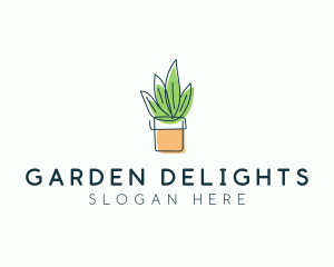 Plant Line Art logo design