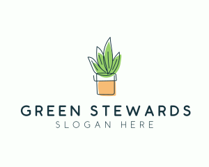 Plant Line Art logo design