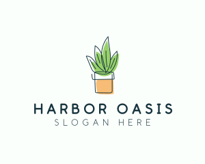 Plant Line Art logo design