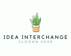 Plant Line Art logo design