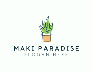 Plant Line Art logo design