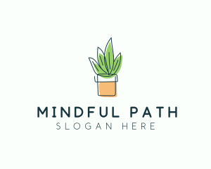 Plant Line Art logo design