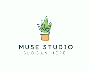 Plant Line Art logo design