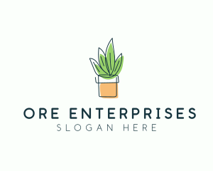 Plant Line Art logo design