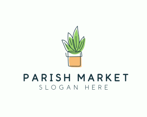 Plant Line Art logo design