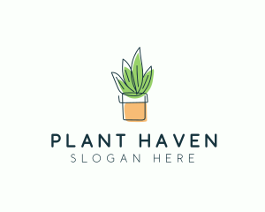 Plant Line Art logo design