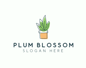 Plant Line Art logo design