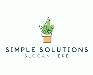 Simple Plant Line Art logo design