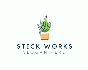 Plant Line Art logo design