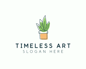 Plant Line Art logo design