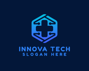 Tech Medical Cross logo design