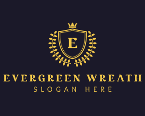 Gold Yellow Wreath Shield logo design