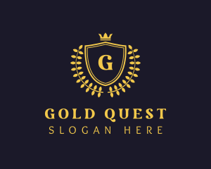 Gold Yellow Wreath Shield logo design