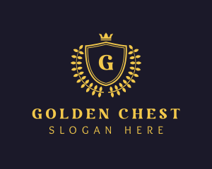 Gold Yellow Wreath Shield logo design