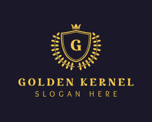 Gold Yellow Wreath Shield logo design